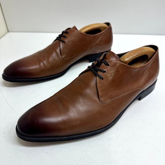 Maison Forte Stillwater Men's Plain Toe Blucher Burnished Brown Calfskin Size 10 - Picture 5 of 10